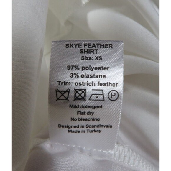 OW Intimates Revolve White Satin Ostrich Feather Trimmed Pajama Top Size 4-XS - Picture 12 of 14